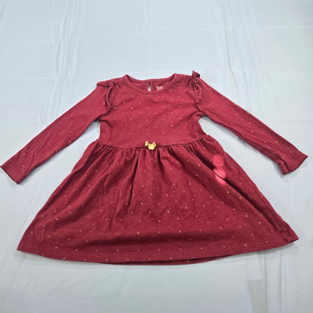 Just One You‎ by Carters Maroon Gold Speckle Bow Ruffle Dress 2T Holiday Skater